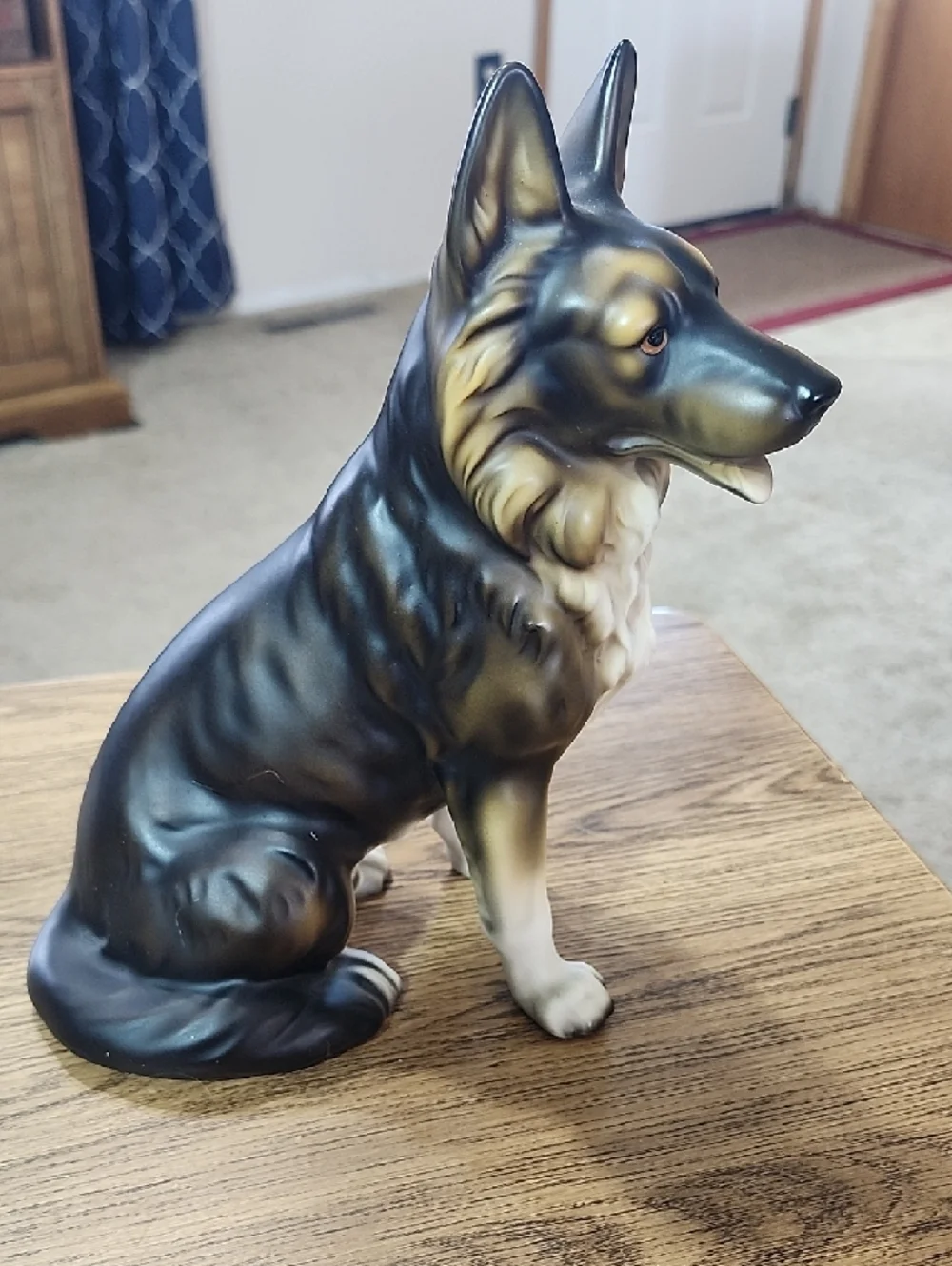 Beautiful, Large ceramic statue German Shepherd Dog Figurine Black & Tan puppy